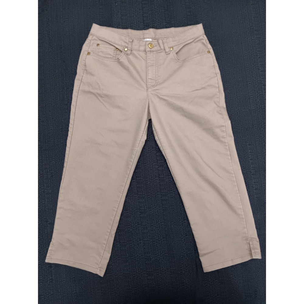 Jaclyn Smith Tan Crop Jeans Size 8 Straight Leg Waist‎ 33 EUC